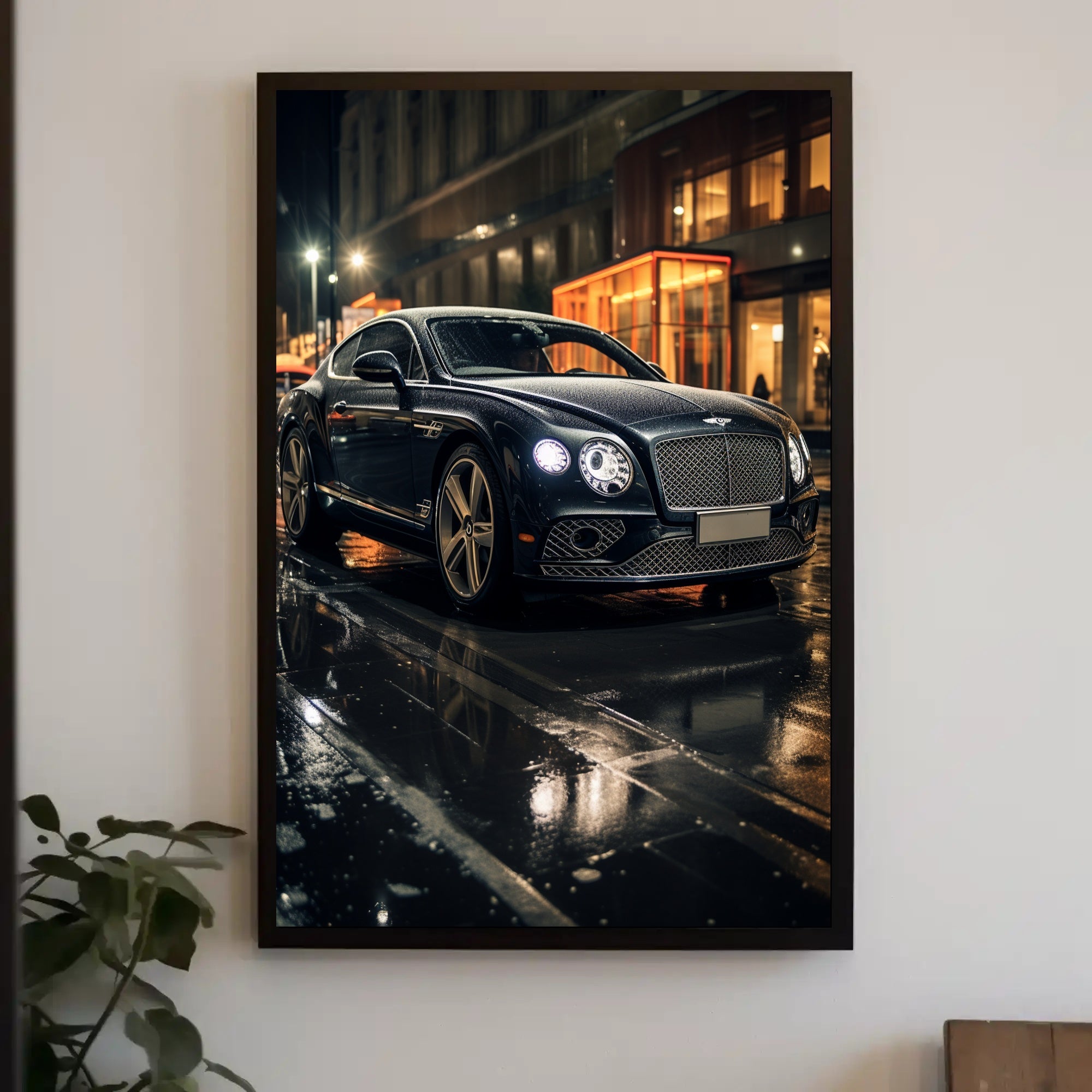 Sleek Elegance on a Rainy Night Poster PosterGoat