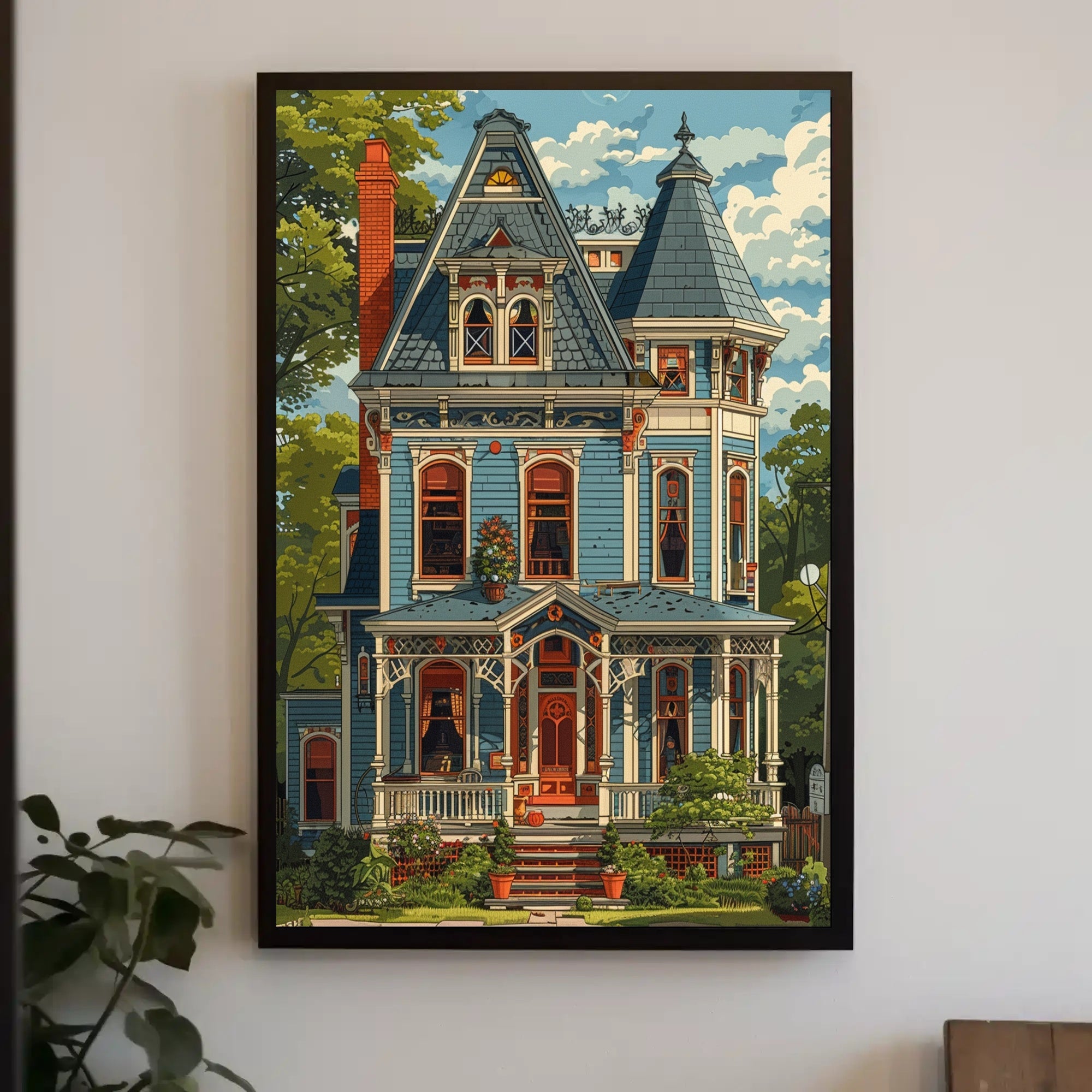 Victorian House Vintage Art Poster with Modern Twist PosterGoat