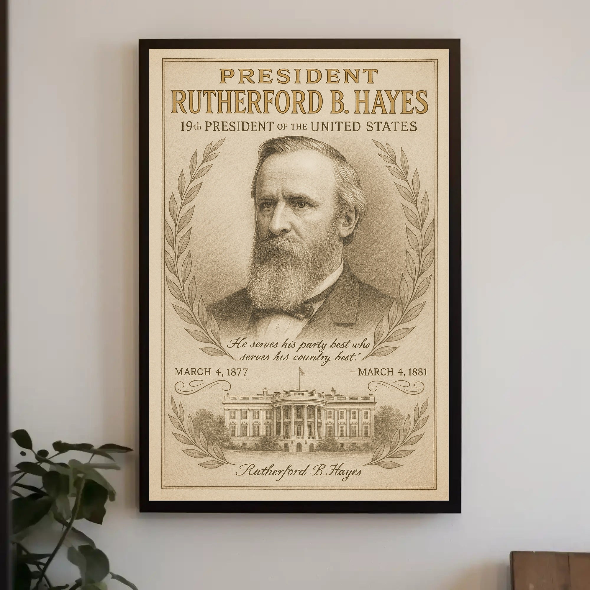 Rutherford B Hayes 19th President Sketch Poster Art Print PosterGoat