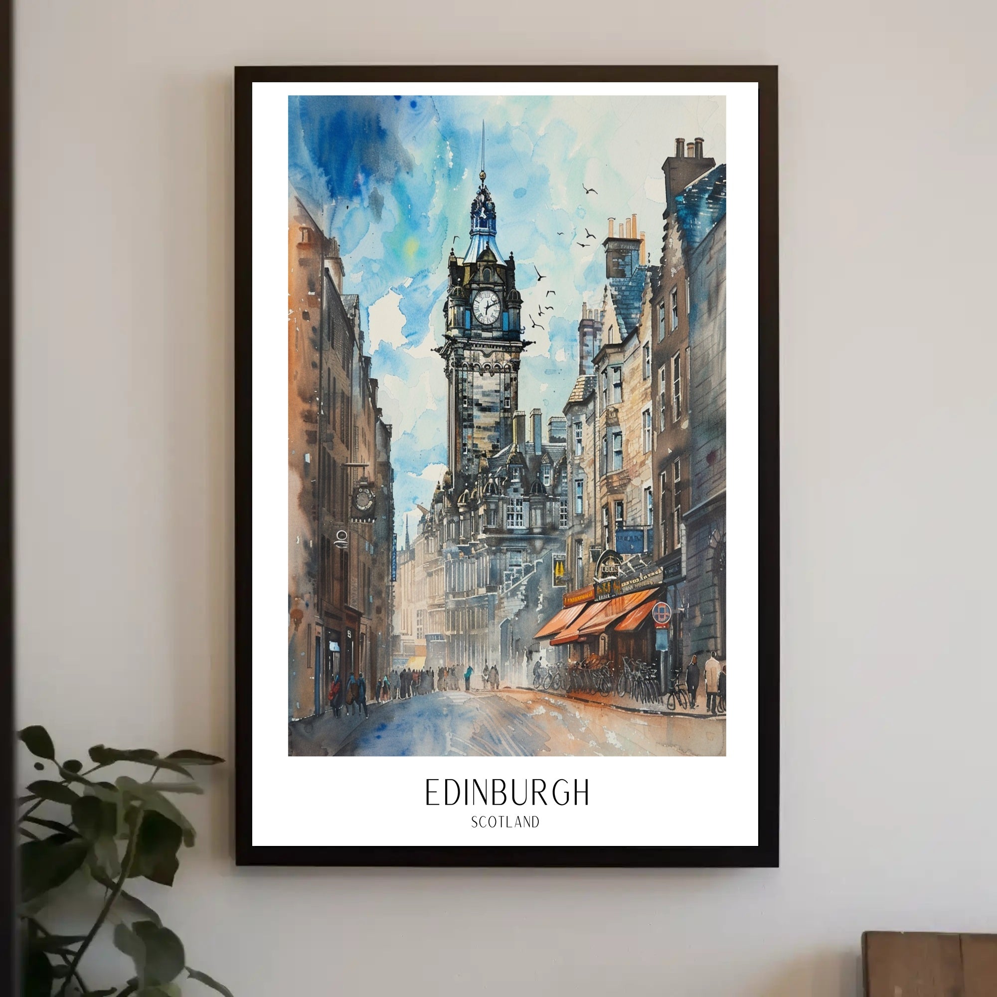 Edinburgh Cityscape Watercolor Art Vibrant Urban Cityscape Poster PosterGoat