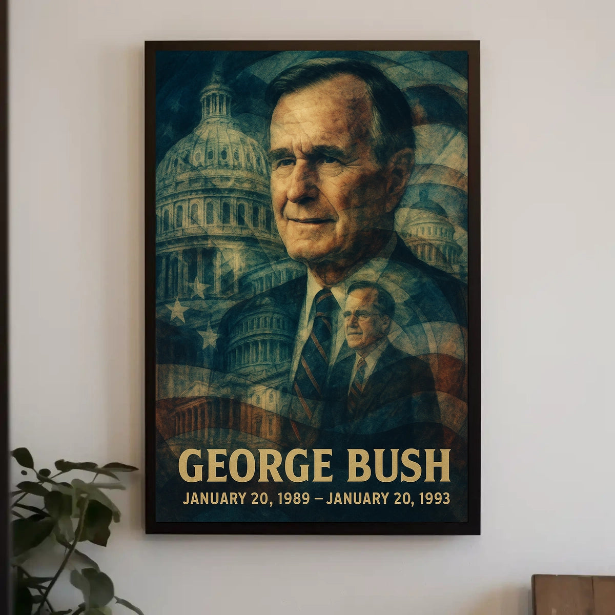 George H. W. Bush 41st President of the United States Double Exposure Poster