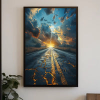 Road Lightning: Dramatic Landscape Surrealism Artistic Poster PosterGoat