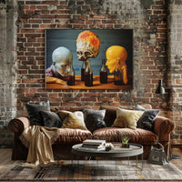 Surreal Mannequin Heads at Table - Abstract Artistic Poster