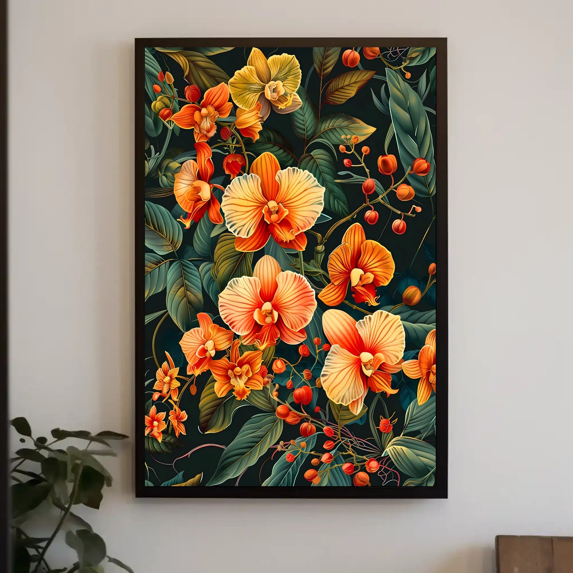 Vibrant Orchid Botanical Art Poster for Modern Tropical Decor
