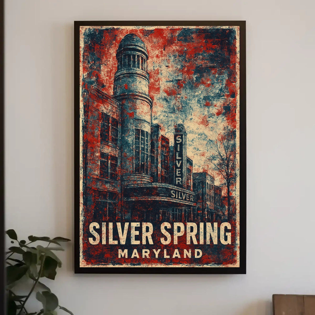 Silver Spring Travel Nostalgia Retro Folk Art Poster