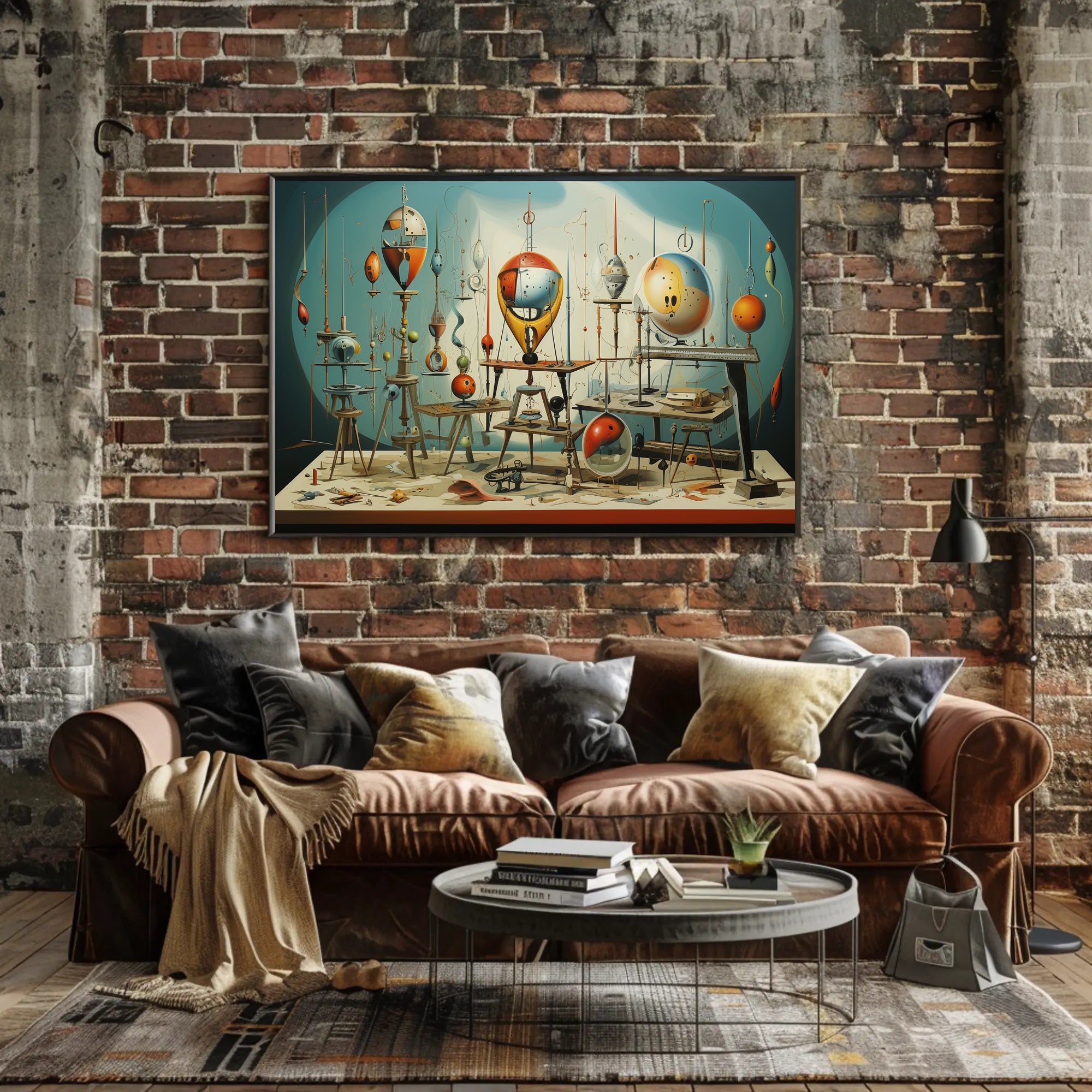 Surreal Mechanical Geometric Structures Abstract Artistic Poster