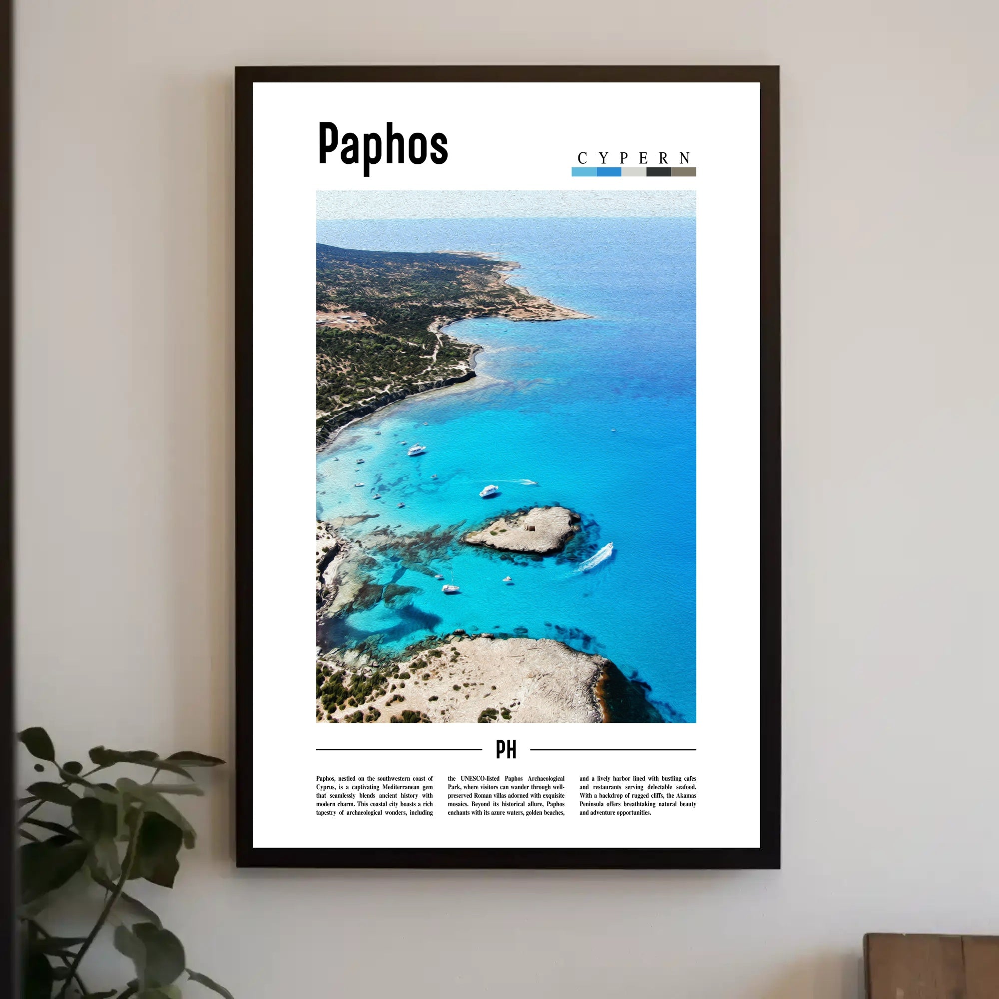 Paphos Coastal Paradise: Stunning Travel Poster PosterGoat
