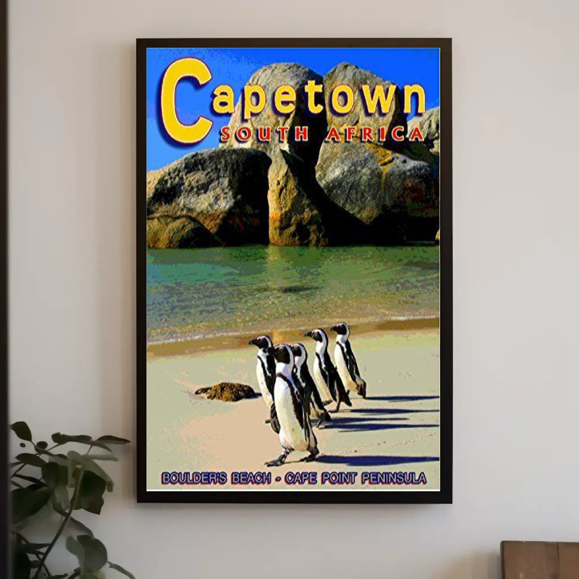 Boulder's Beach Penguins Travel Poster PosterGoat