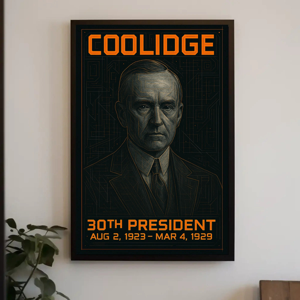 Calvin Coolidge 30th President of the United States Techno Schematic Poster