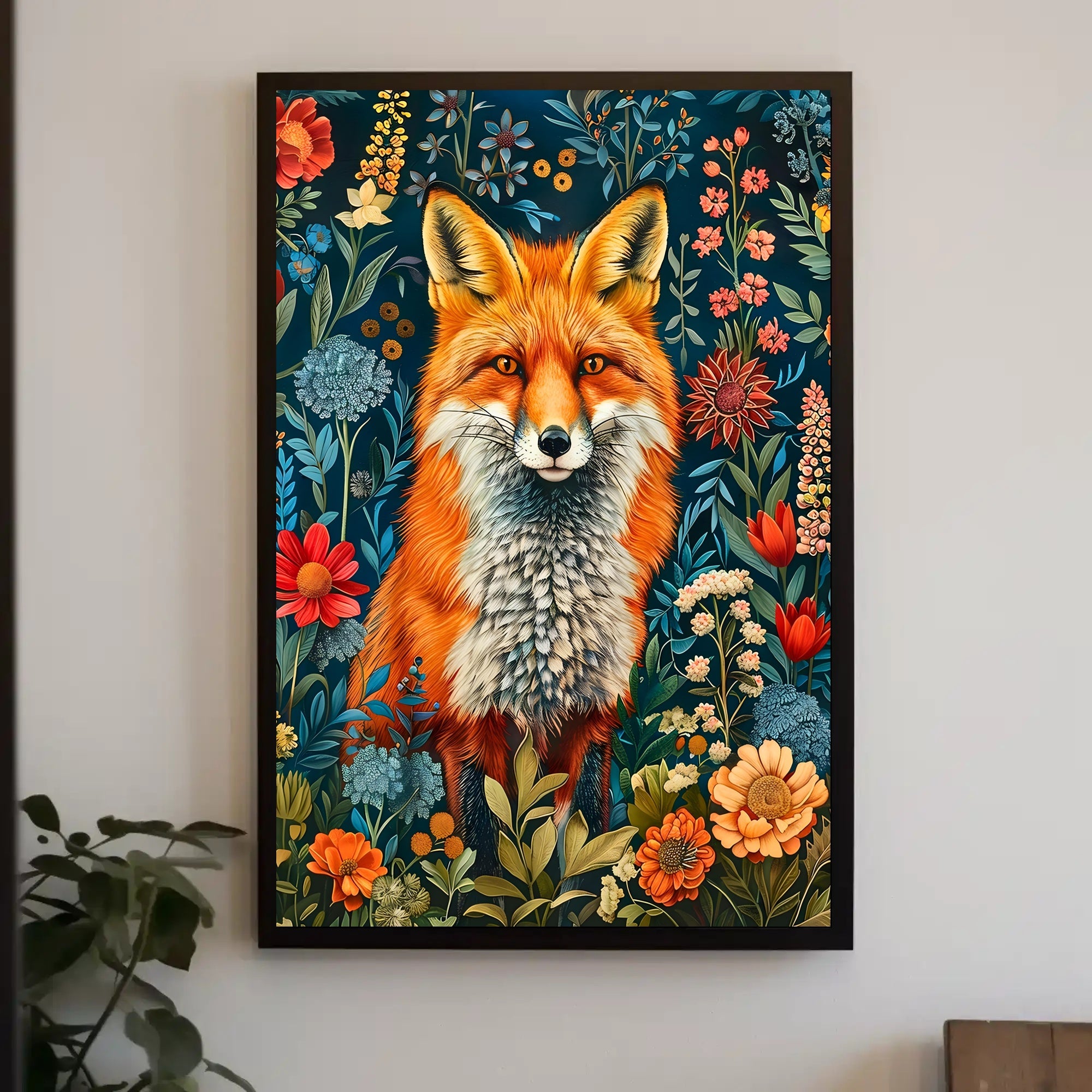 Majestic Fox Amongst Flowers: Enchanting Animal Poster