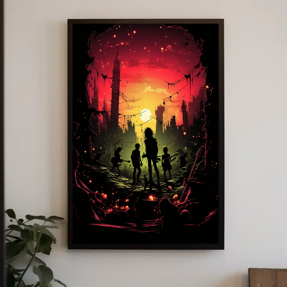Dystopian Sunset: Rebellion in Ruins Futuristic Sci-Fi Poster