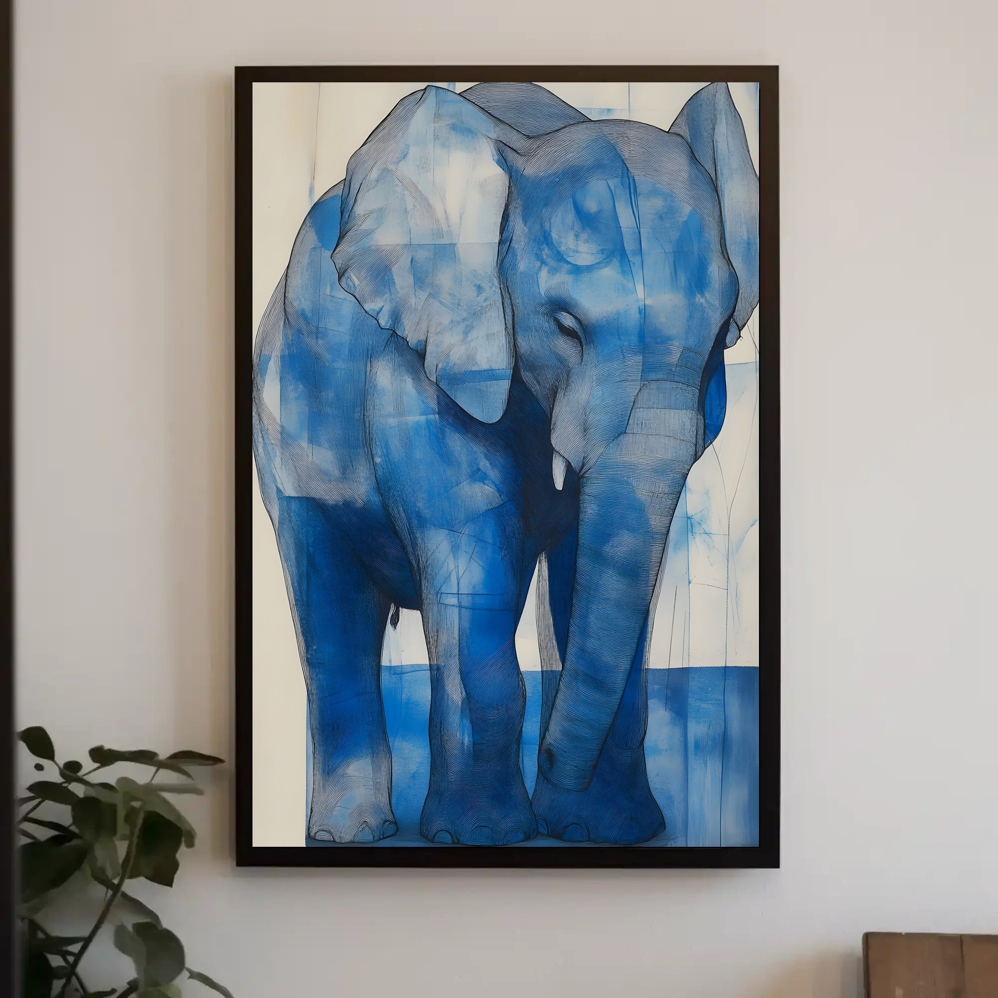 Blue Elephant Modern Poster Wall Art Print