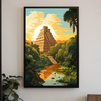 Mayan Pyramid in Lush Jungle Art Poster
