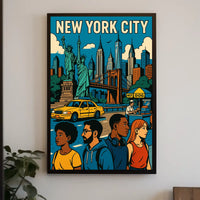New York City Landmarks Poster Modern Travel Wall Art