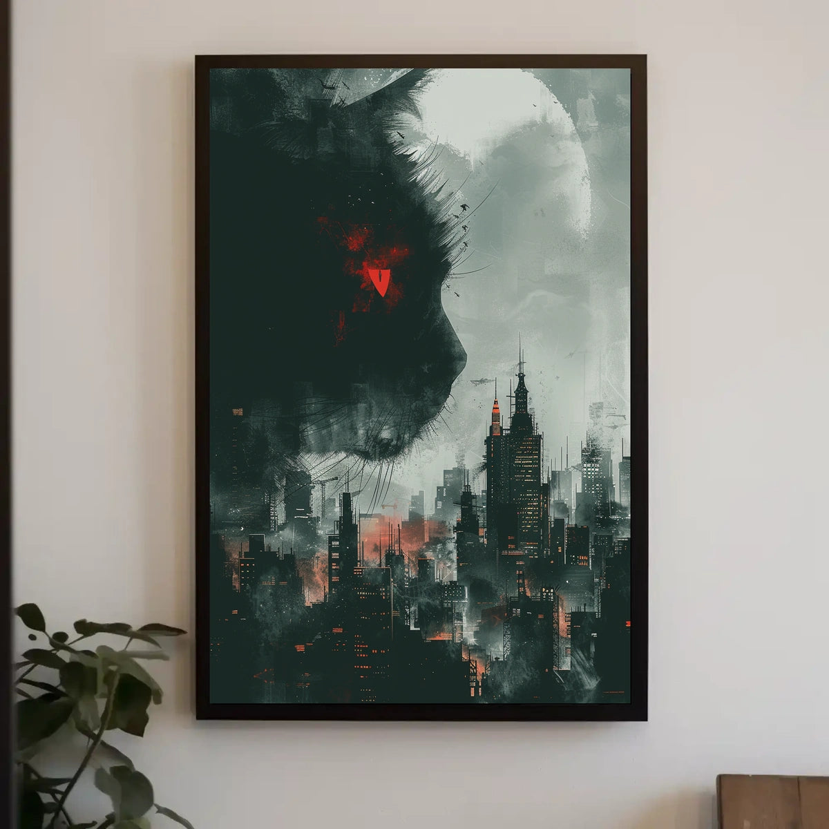 Cat Over Cityscape Poster