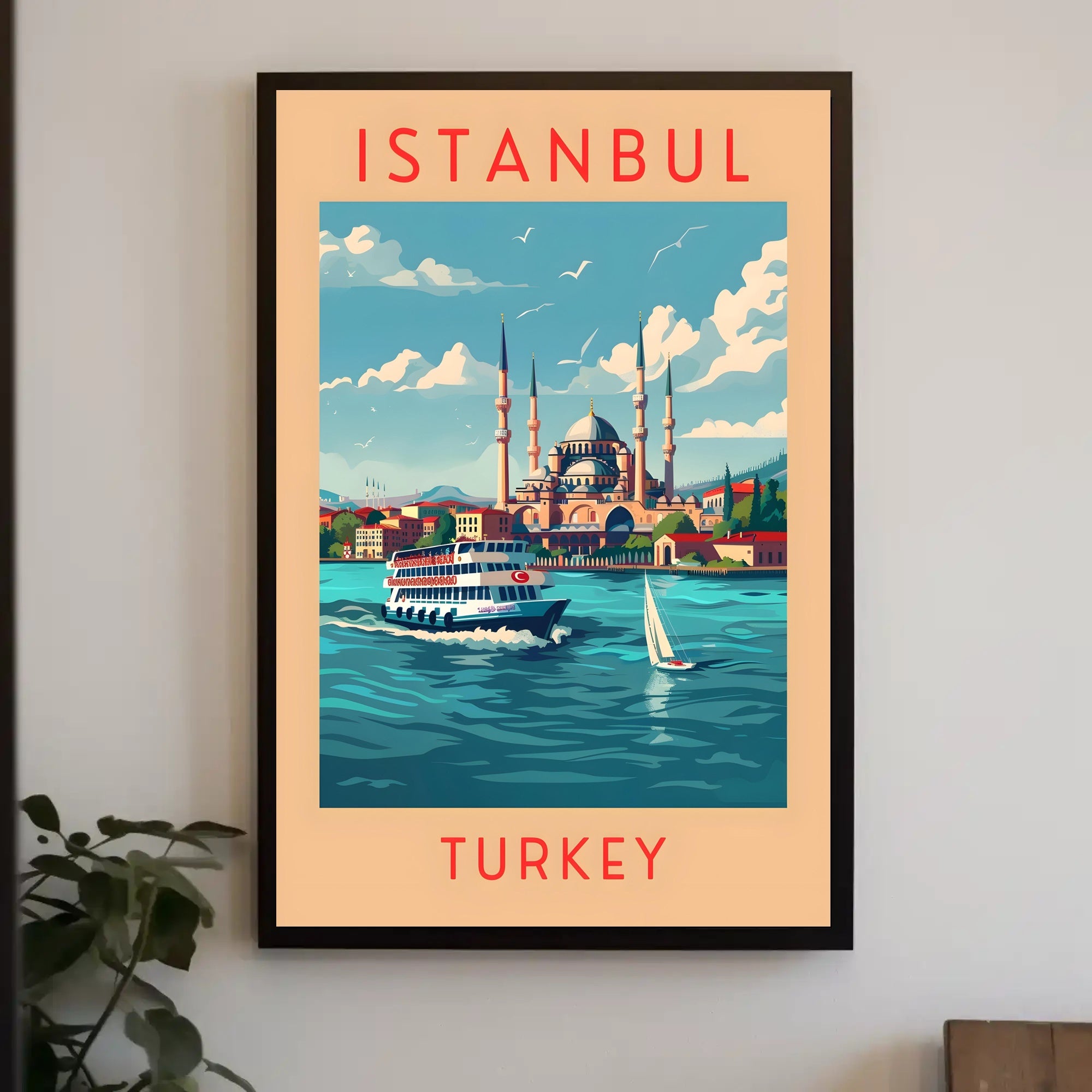 Istanbul Cityscape with Iconic Mosque Travel Poster