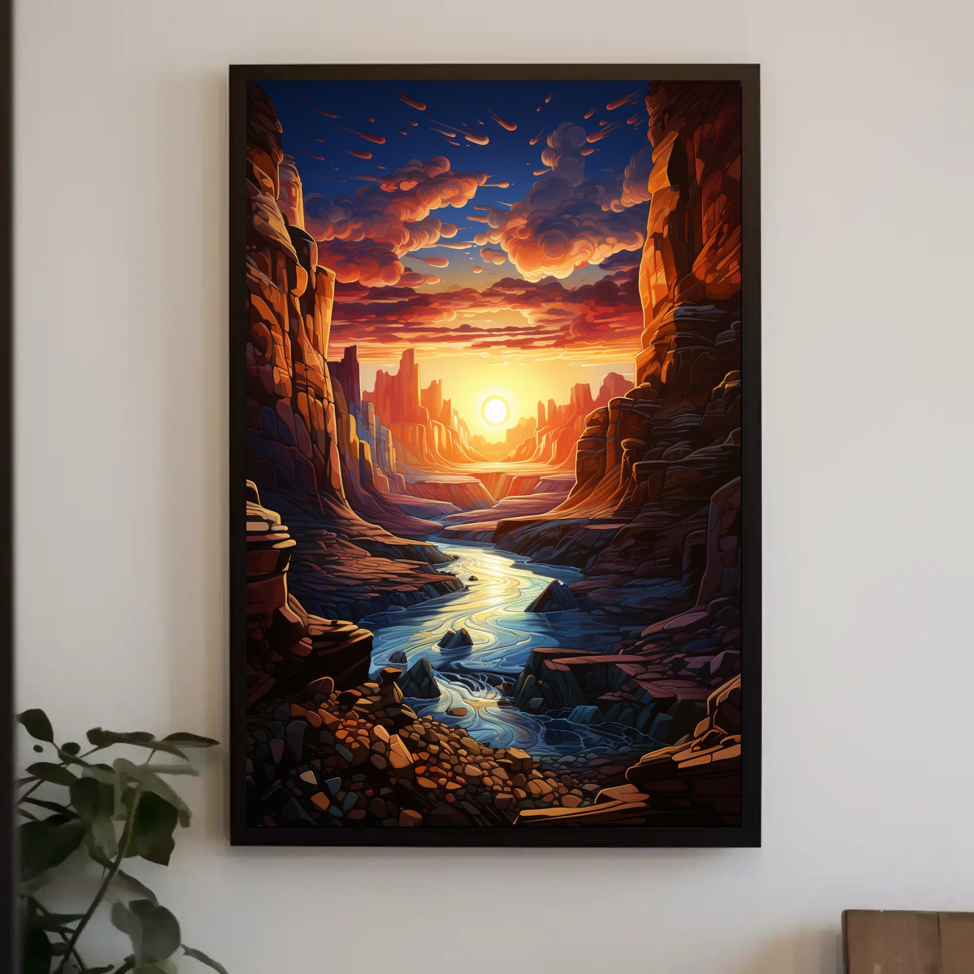 Sunset Over Canyon Poster