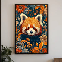 Red Panda in Bloom Wall Art Print
