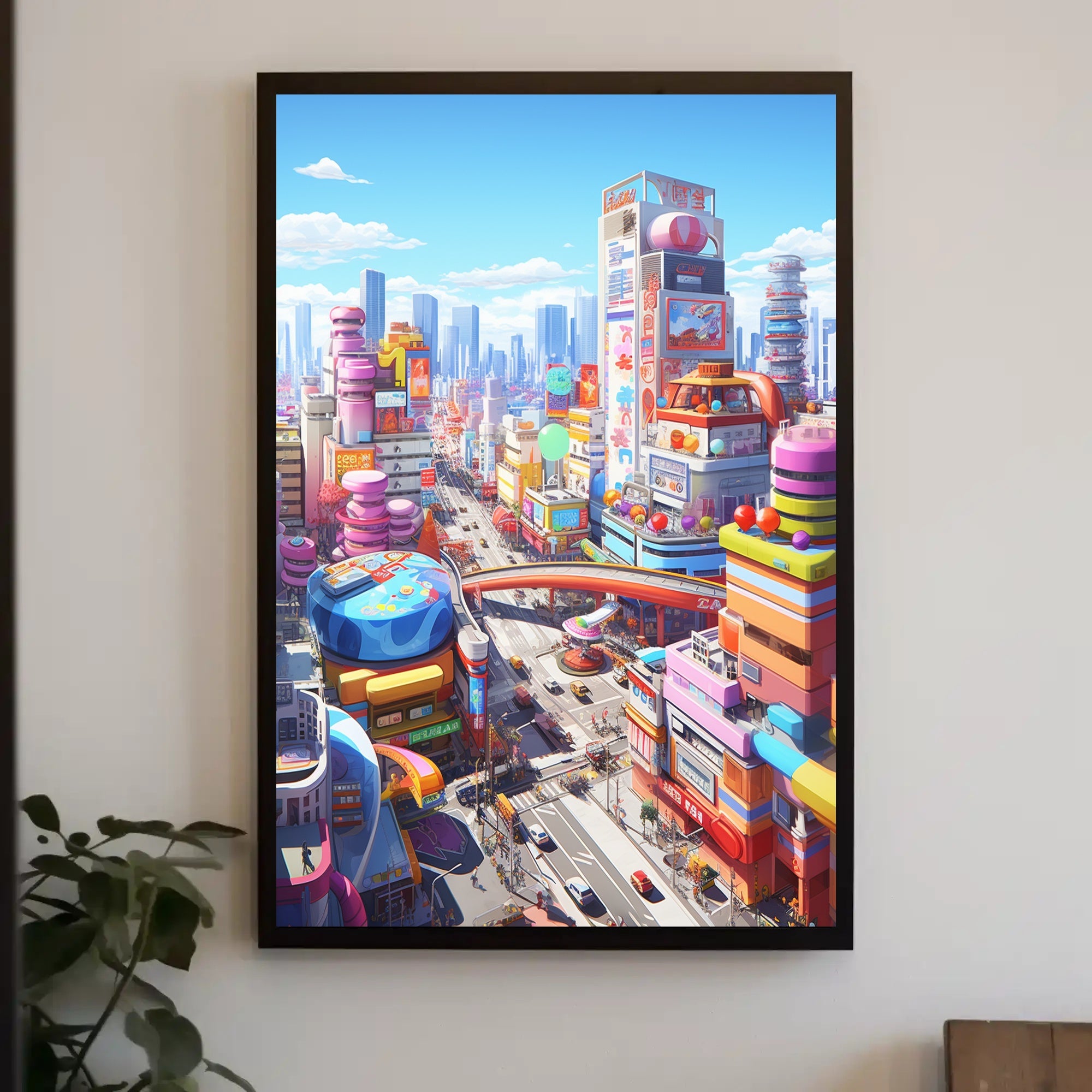 Futuristic Cityscape with Flying Cars Sci-Fi Poster