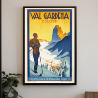 Val Gardena Skiing Adventure Vintage Travel Poster PosterGoat