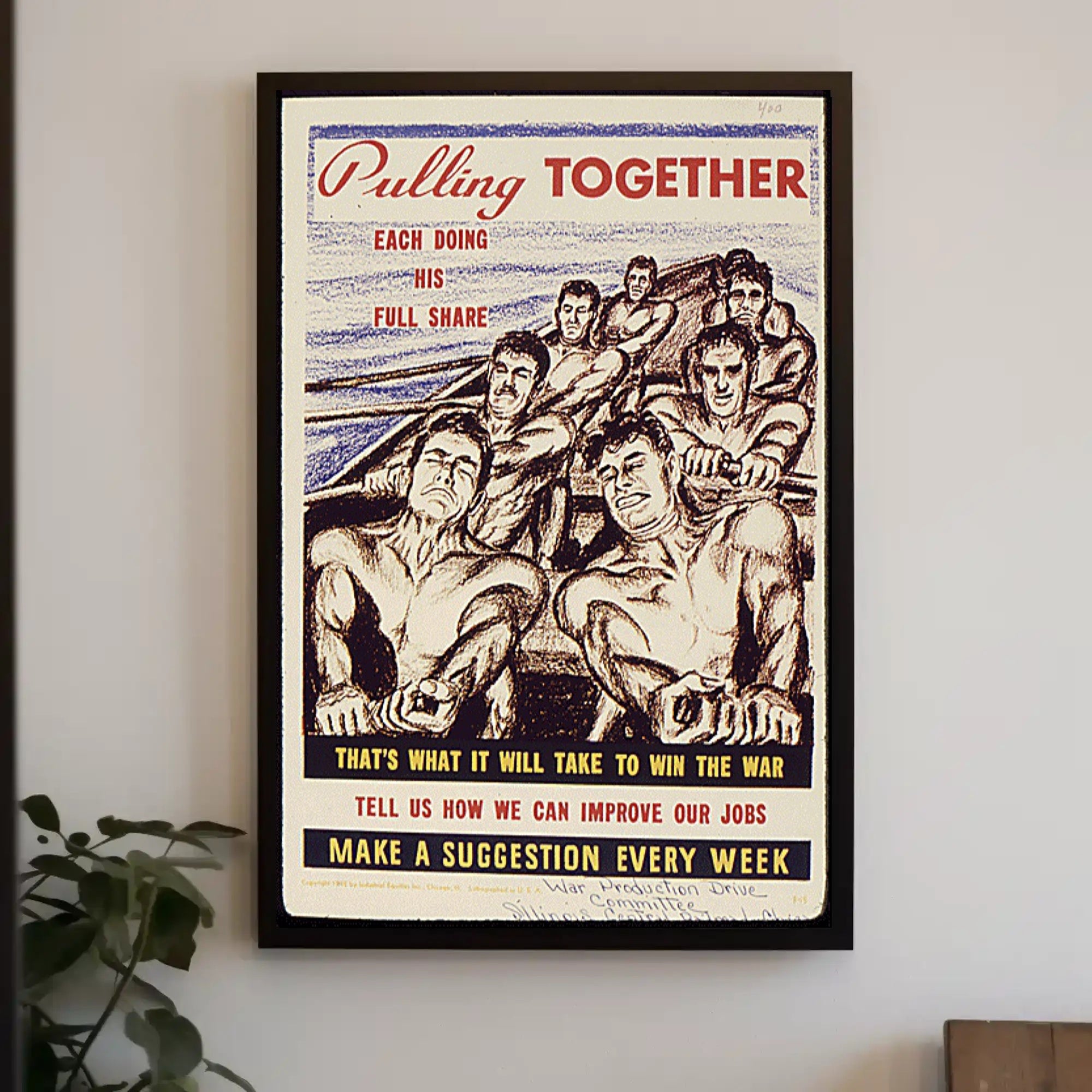 WWII Unity and Teamwork Vintage Poster