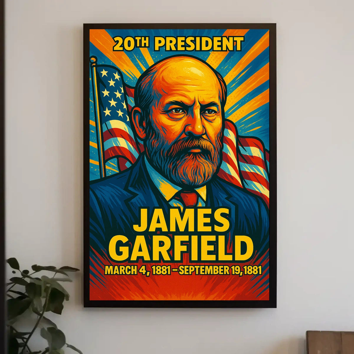 James A. Garfield 20th President of the United States Colorful Comic Book Style Poster
