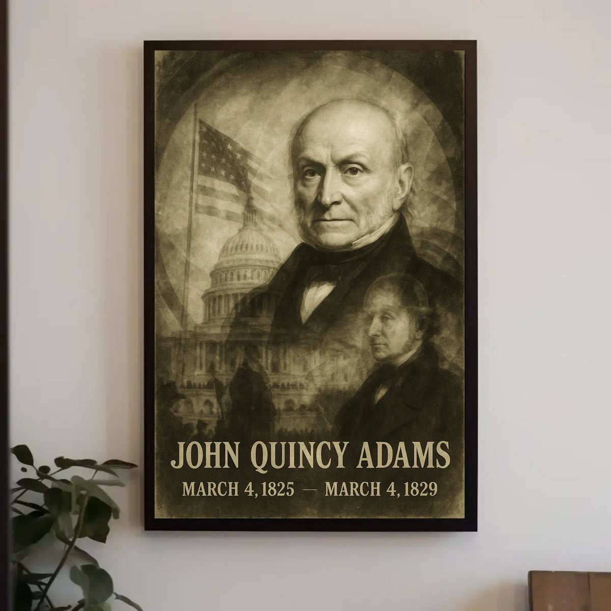 John Quincy Adams 6th President of the United States Double Exposure Poster