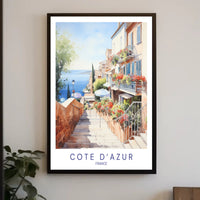 Côte d'Azur Watercolor Scenic Travel Poster PosterGoat
