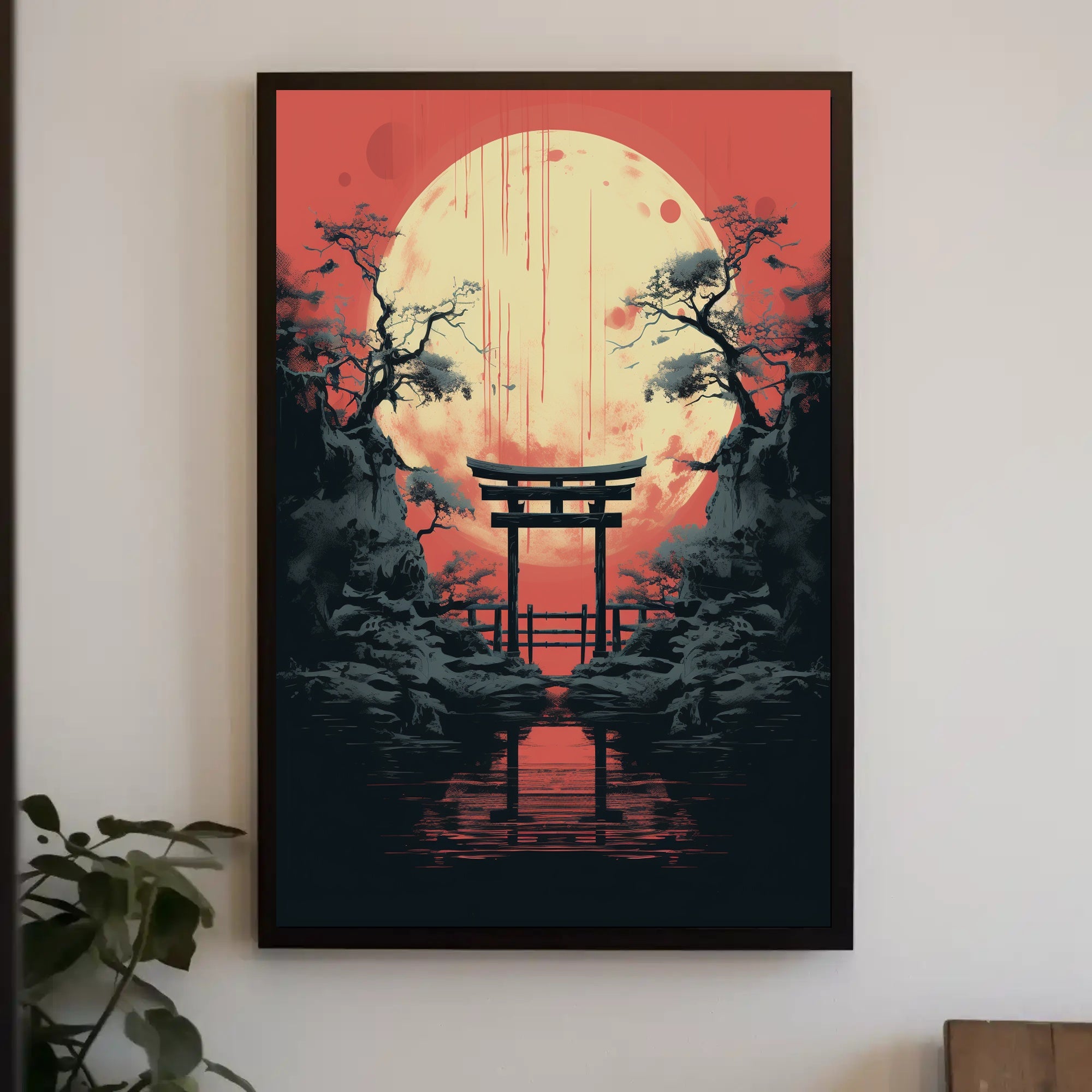 Moonlit Torii Gate Poster PosterGoat