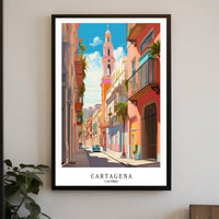 Cartagena Street Scene Poster PosterGoat
