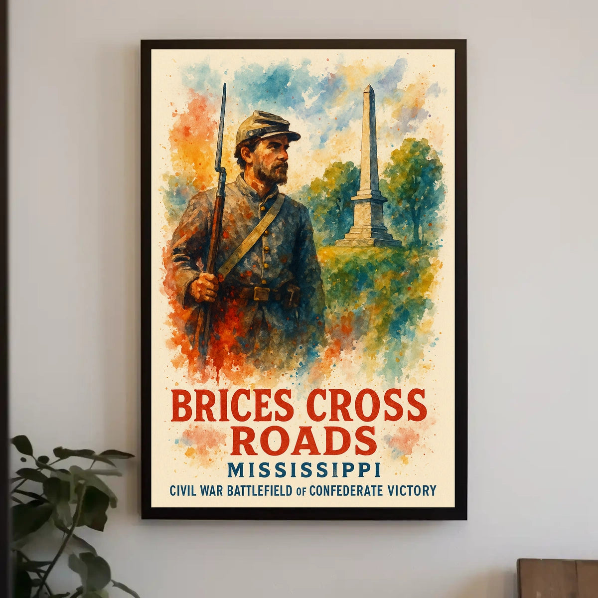 Battle of Brice's Crossroads Watercolor Poster Art
