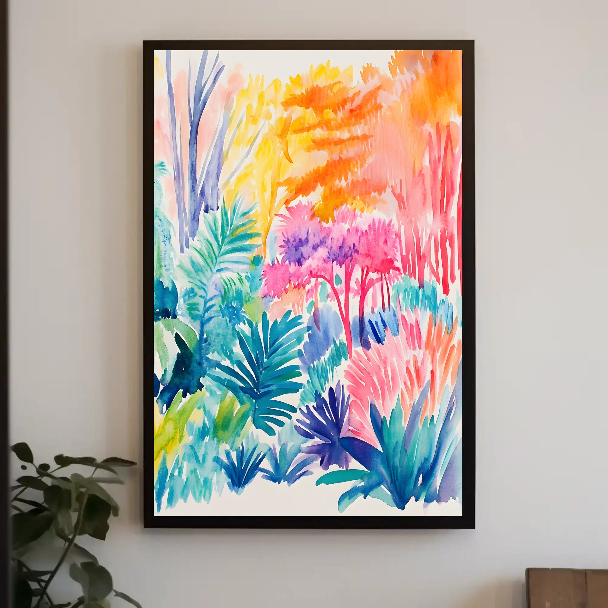 Tropical Watercolor Jungle - Abstract, Artistic, or Pop Culture Poster