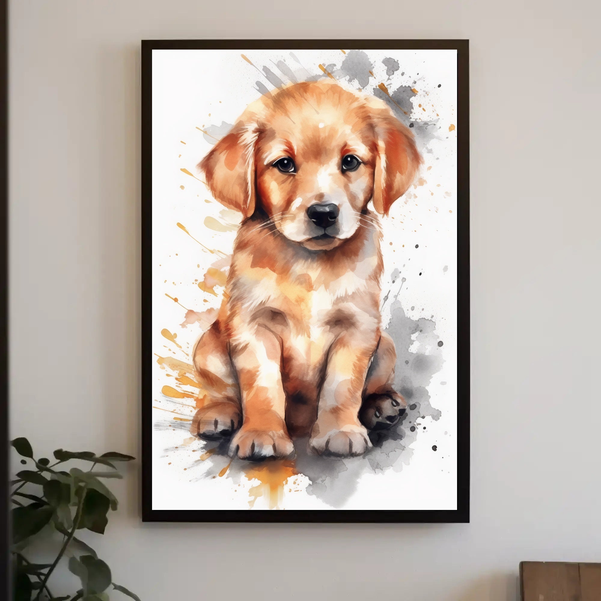 Puppy Portrait Watercolor Poster Wall Art