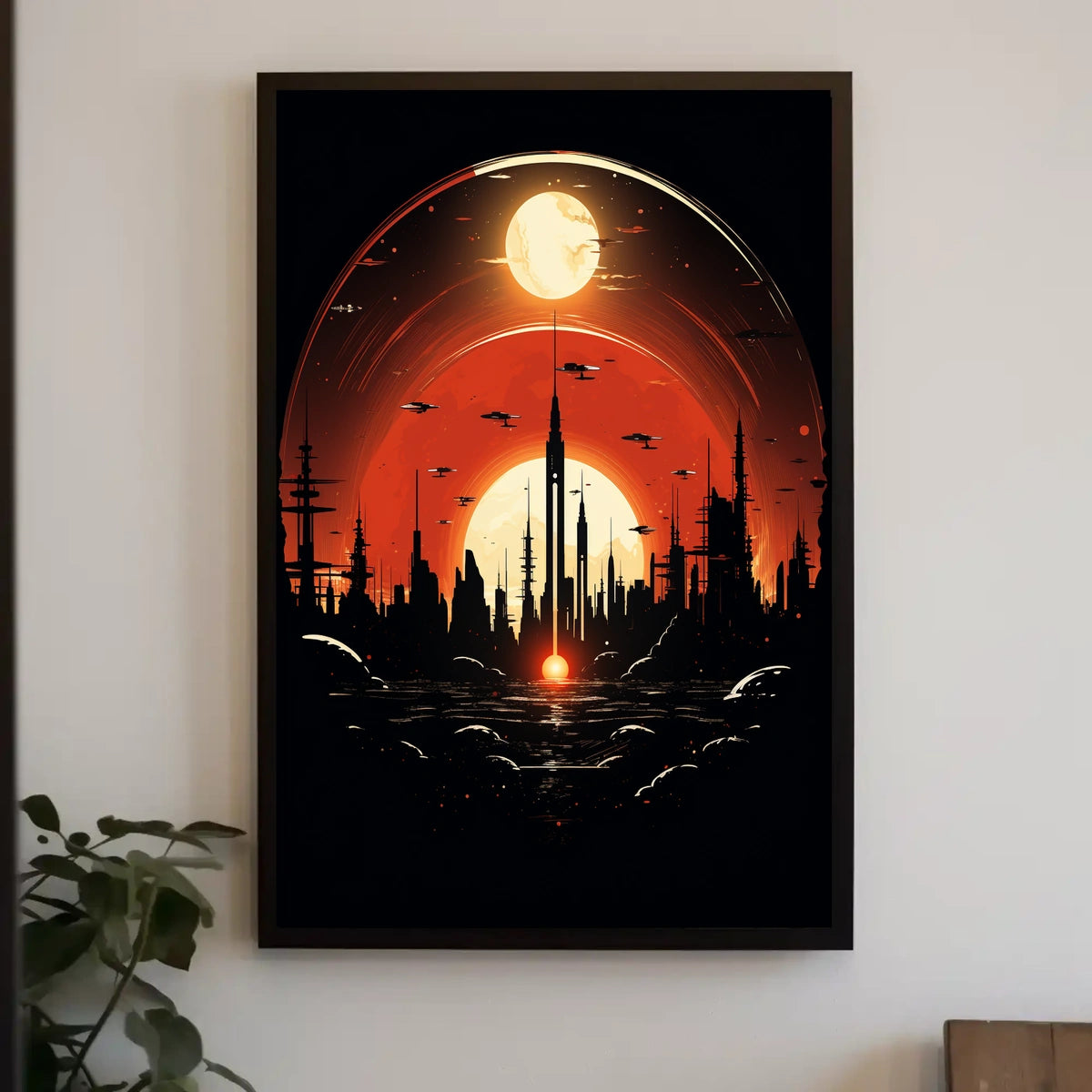 Futuristic Skyline at Sunset Poster