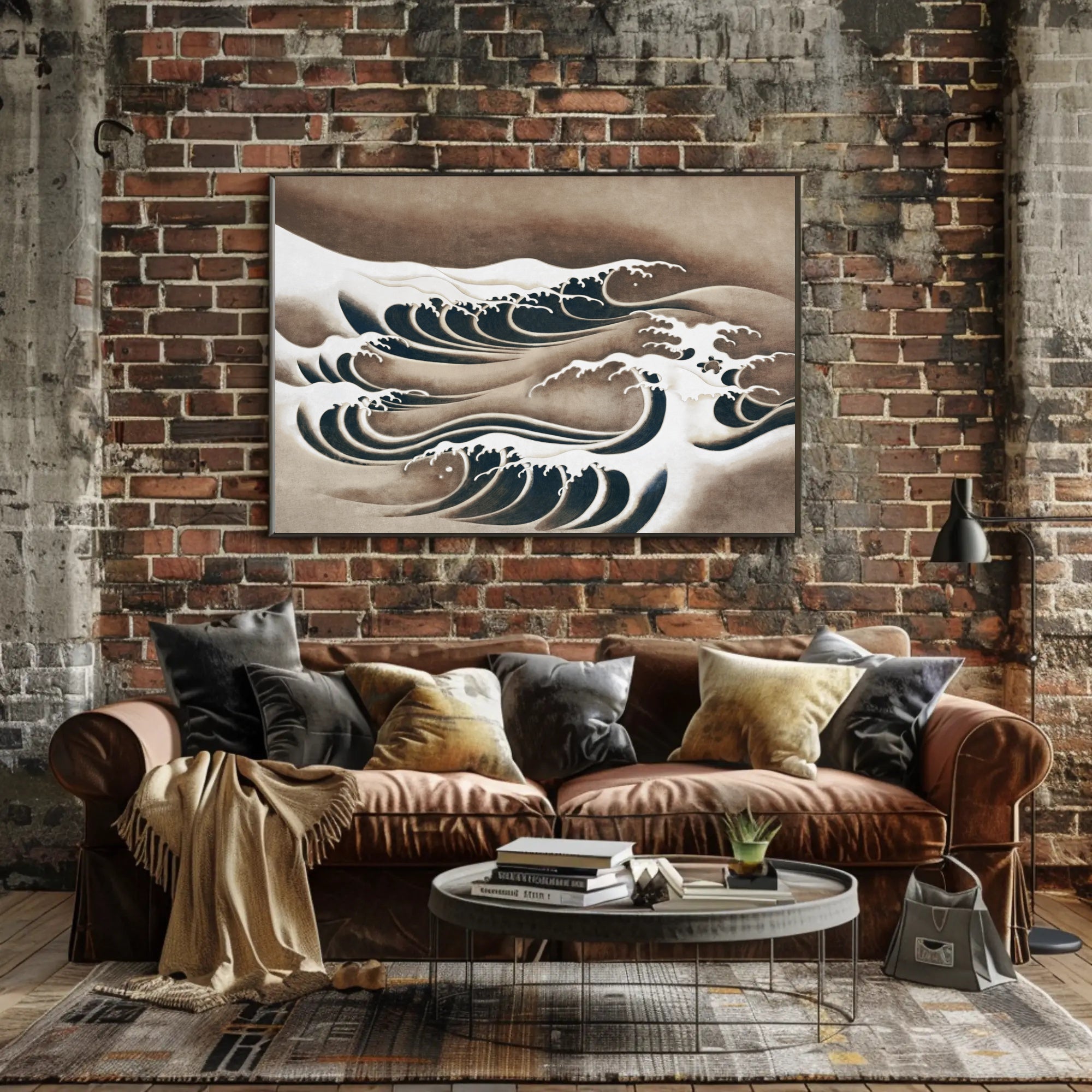 Japanese Ocean Waves Vintage Art Poster - Abstract or Artistic Poster