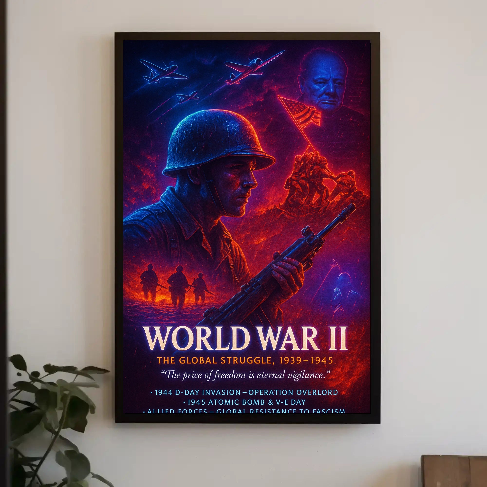World War II Valor: Dramatic Historical WWII Poster