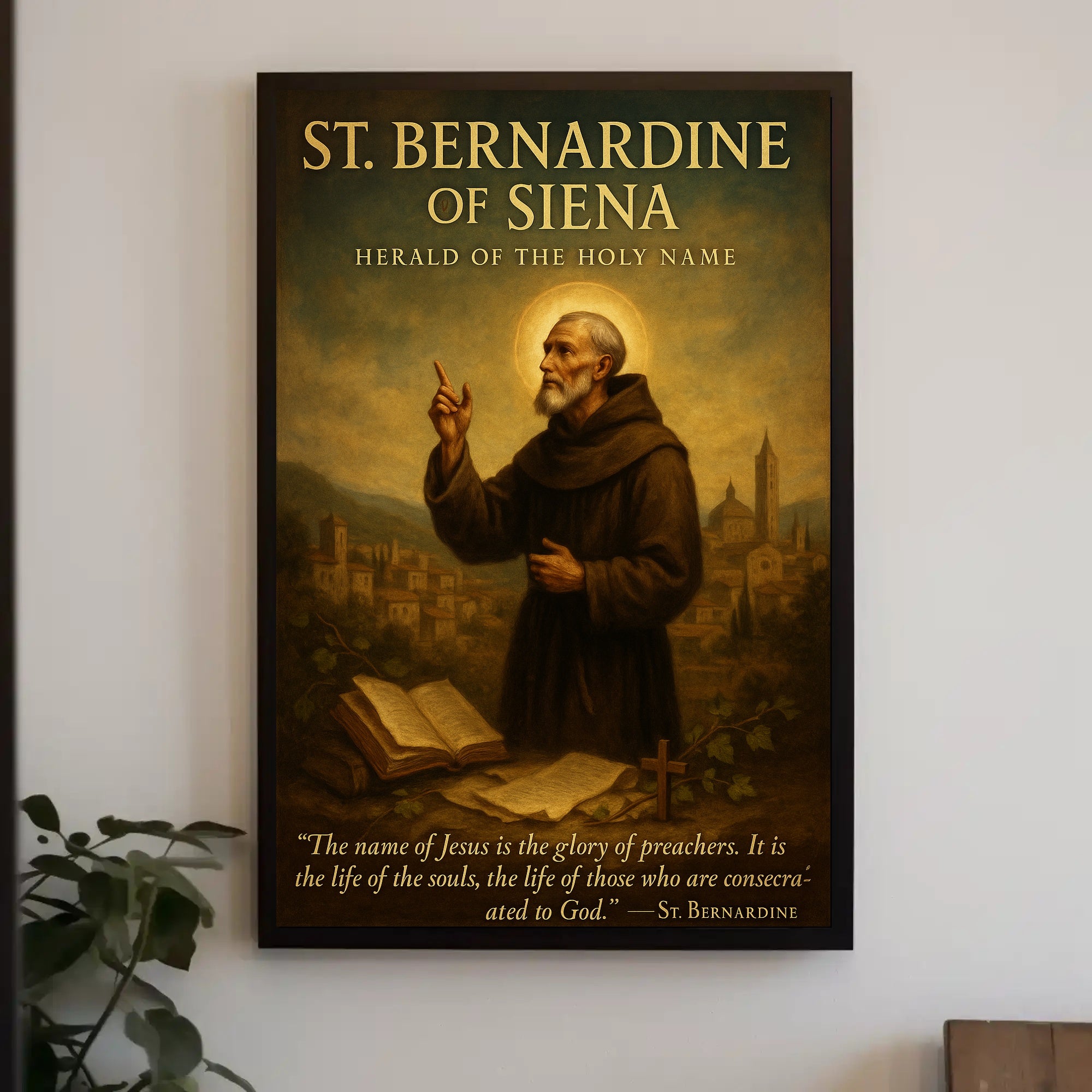 St Bernardine Of Siena Religious Poster Vintage Print