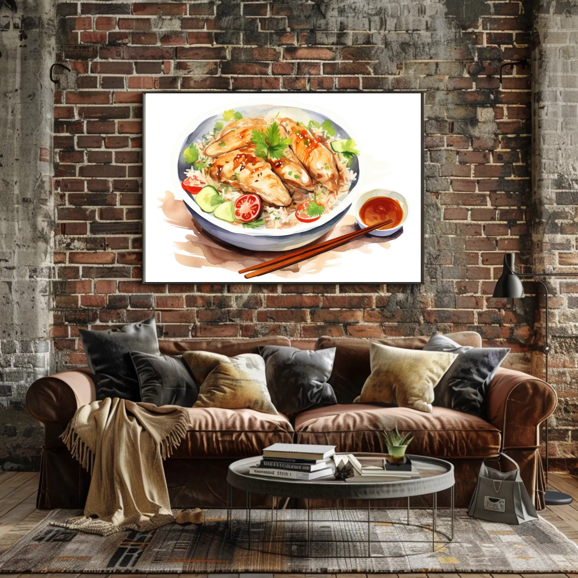 Culinary Delight โ Chicken Rice Illustration Poster