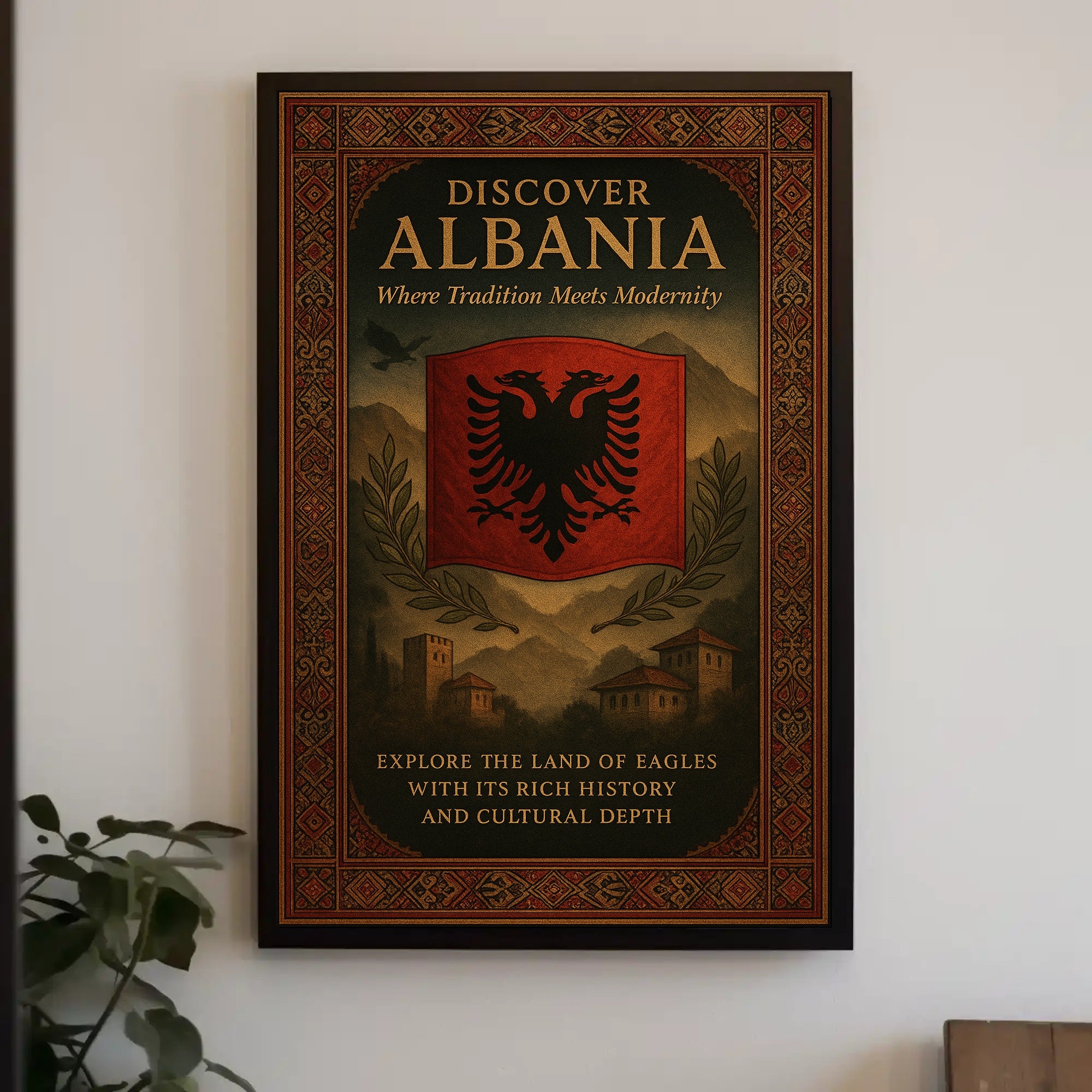 Albania's Cultural Heritage Vintage Travel Poster