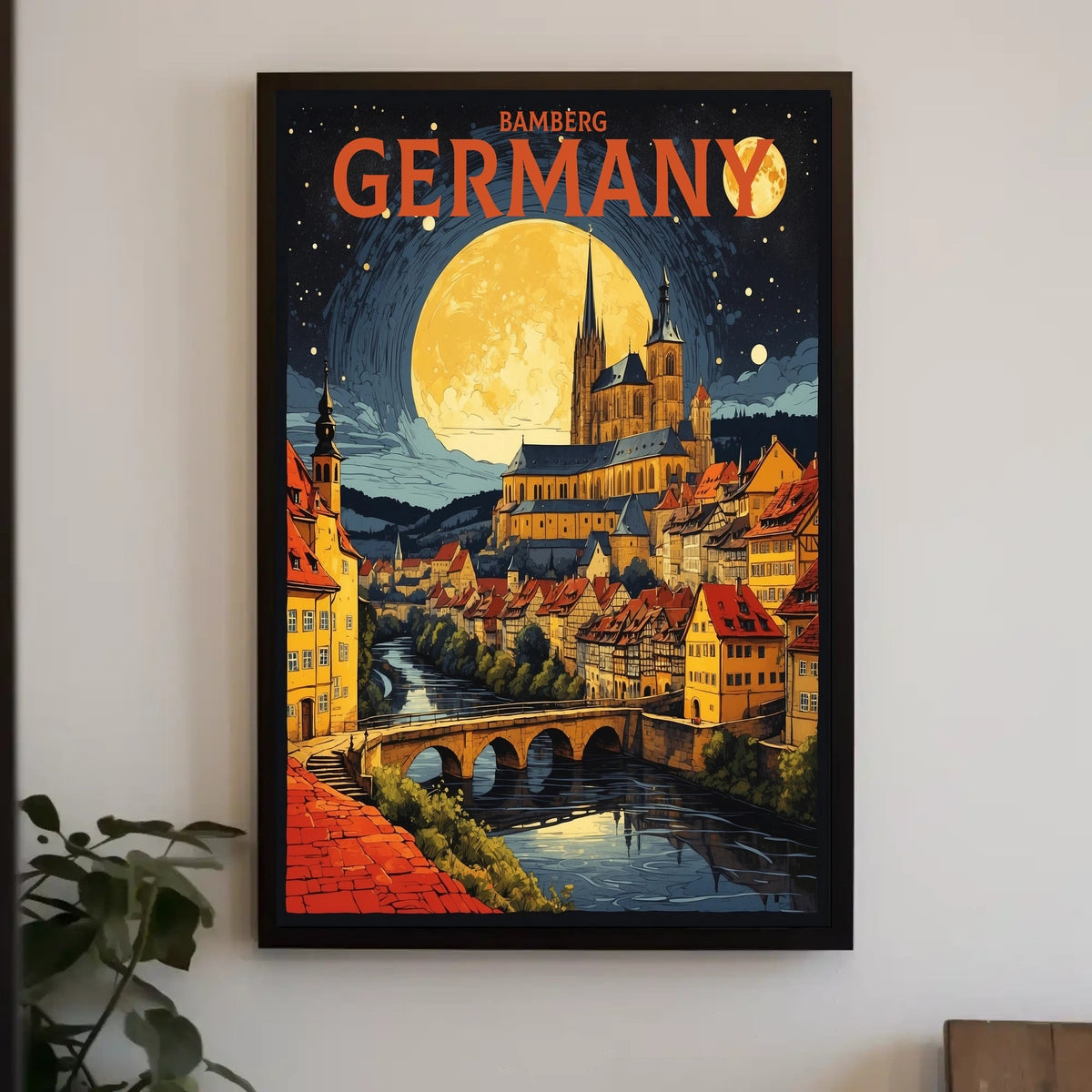 Bamberg, Germany A Nighttime Illustration Poster