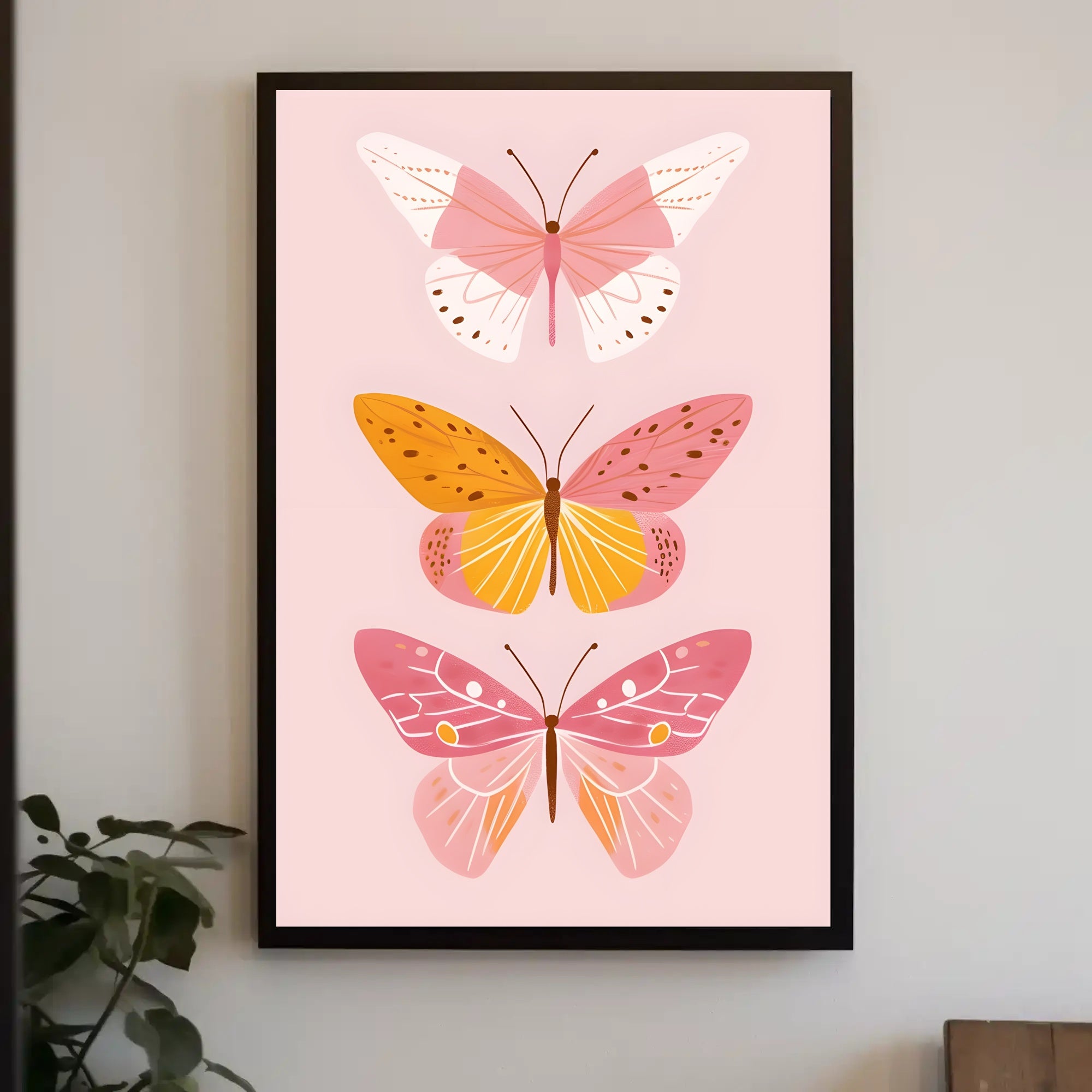 Butterfly Trio Modern Illustration Artistic Poster PosterGoat