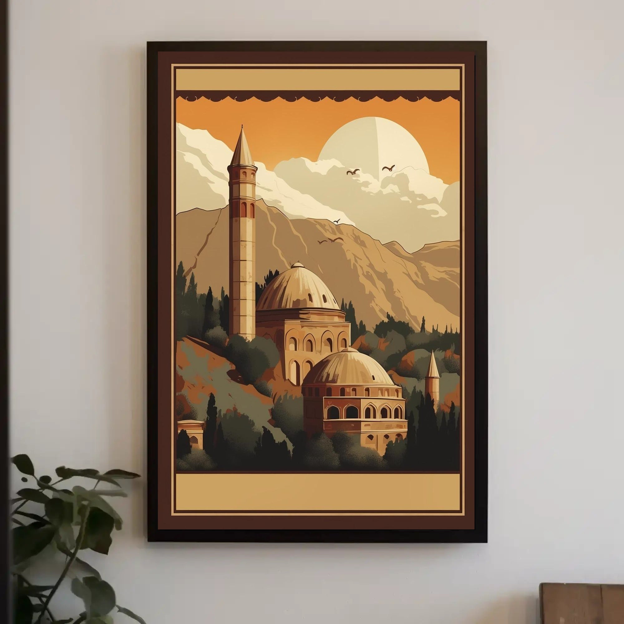 Tranquil Sunset Over Ancient Architecture Poster