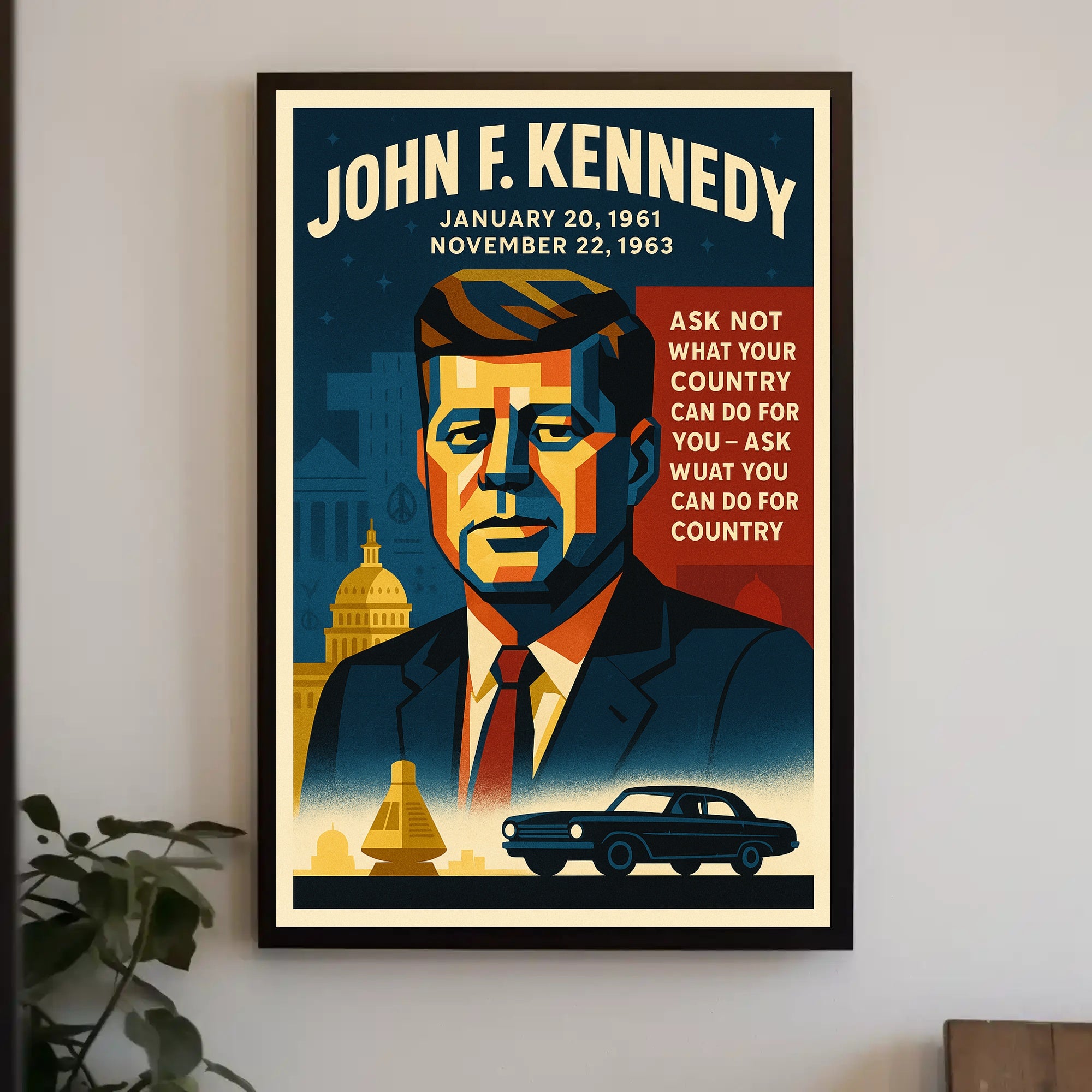 John F. Kennedy Vintage Patriotic Historical or Presidential Poster