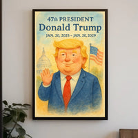 Trump Patriotism Watercolor Inspirational Capitol Dome American Flag Portrait Inspired Decor Collector Poster