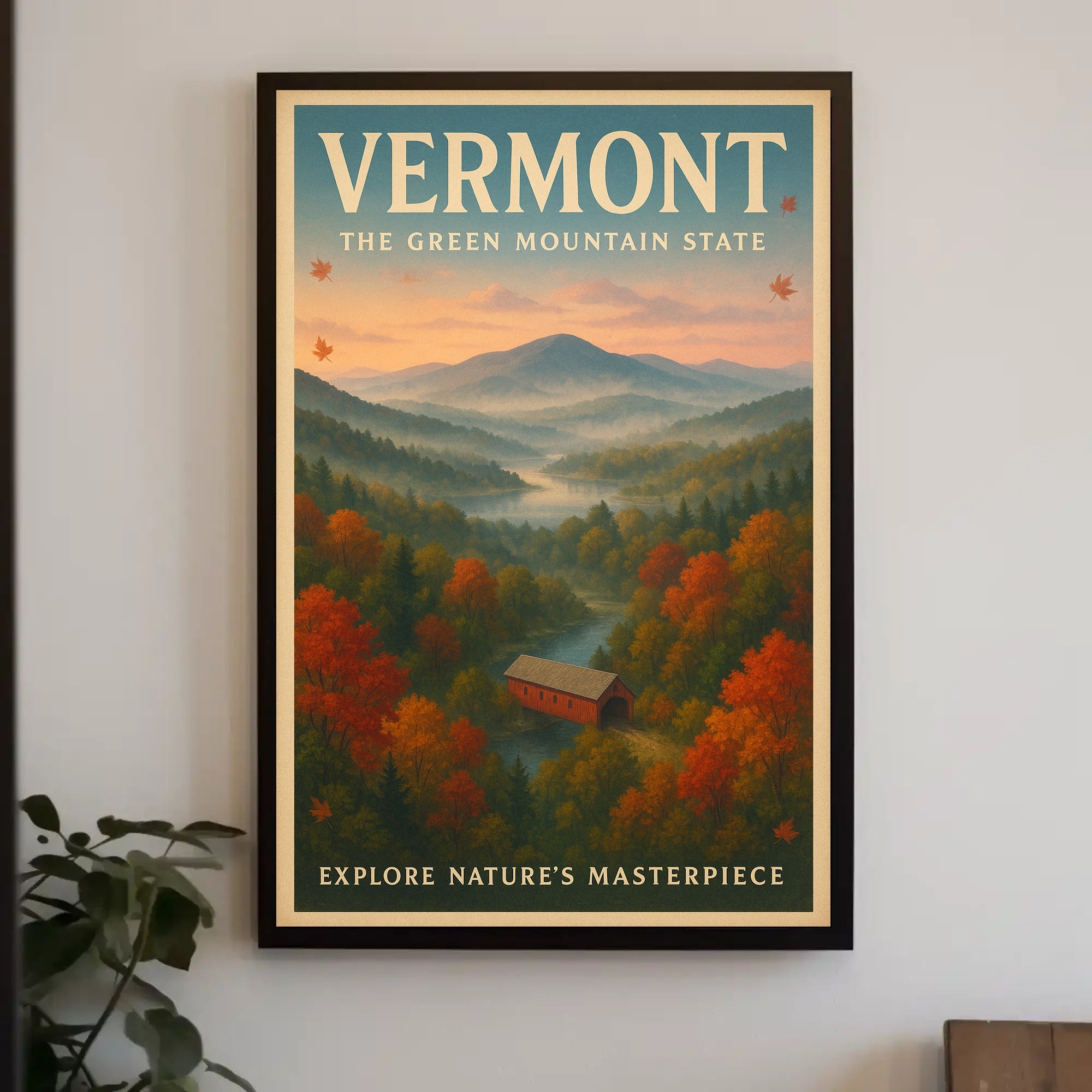 Vermont Scenic Poster Vintage Travel Wall Art