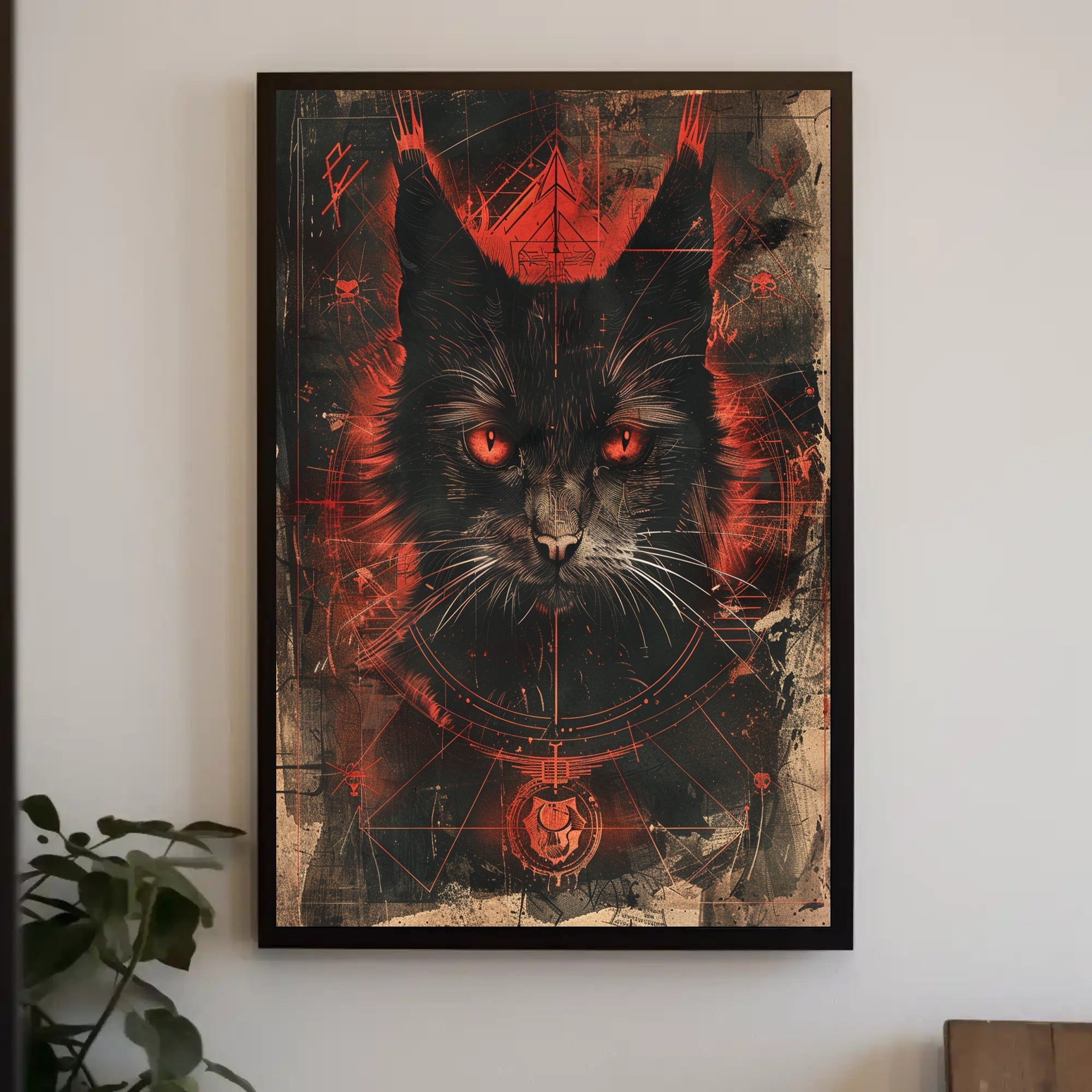 Mystical Cat Portrait Art Print Wall Decor for Home and Office PosterGoat