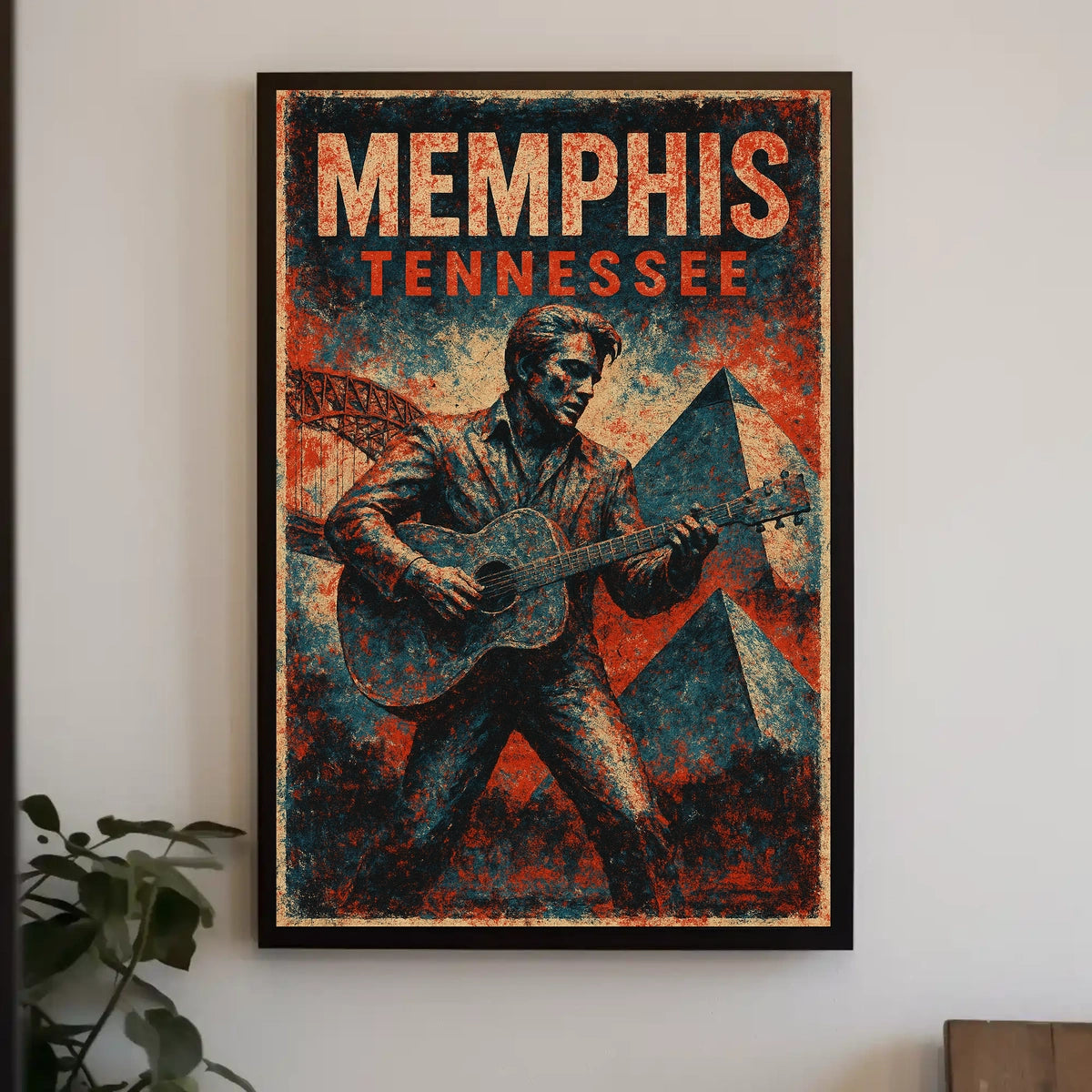 Memphis Music Heritage Guitar Retro 80s Poster