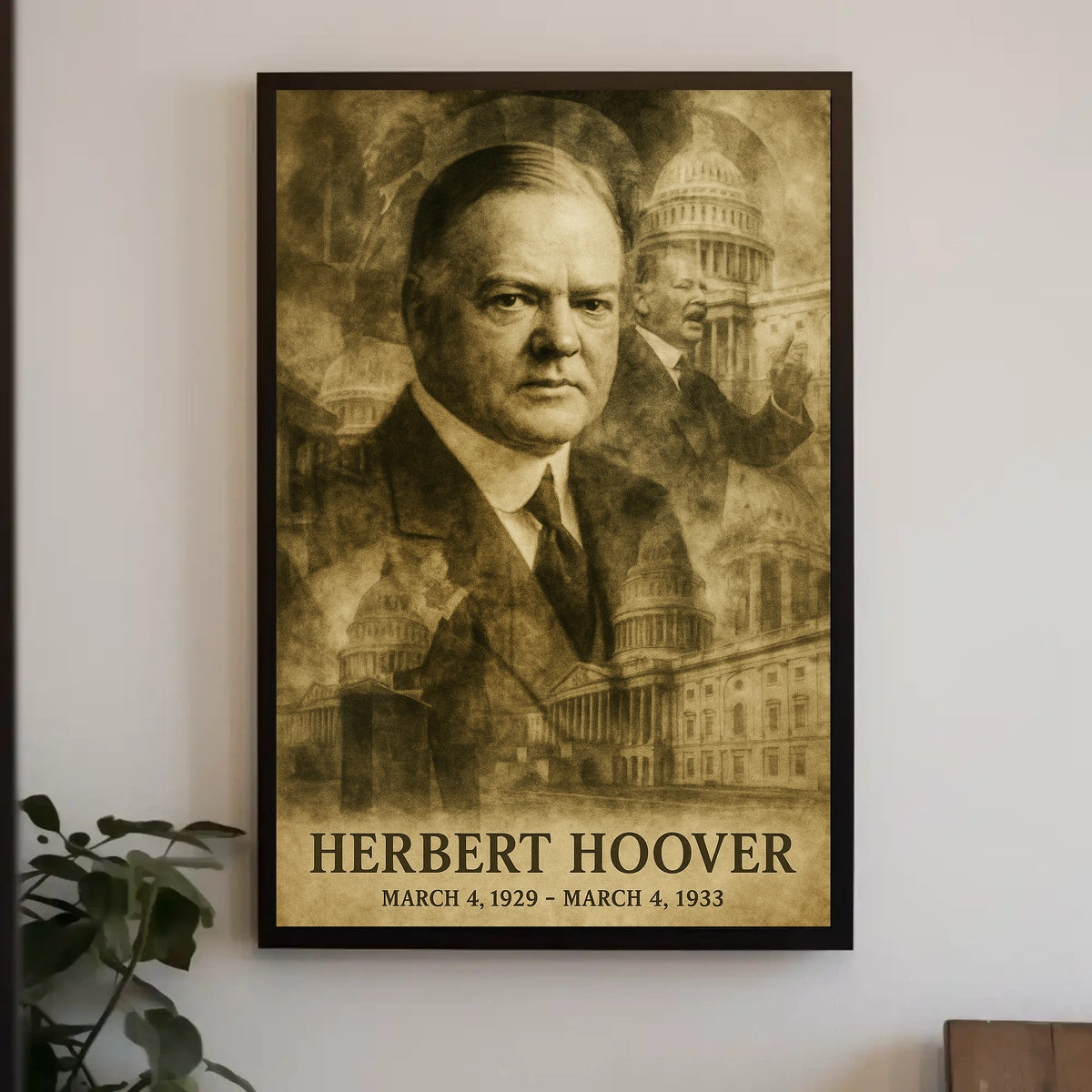 Herbert Hoover 31st President of the United States Double Exposure Poster