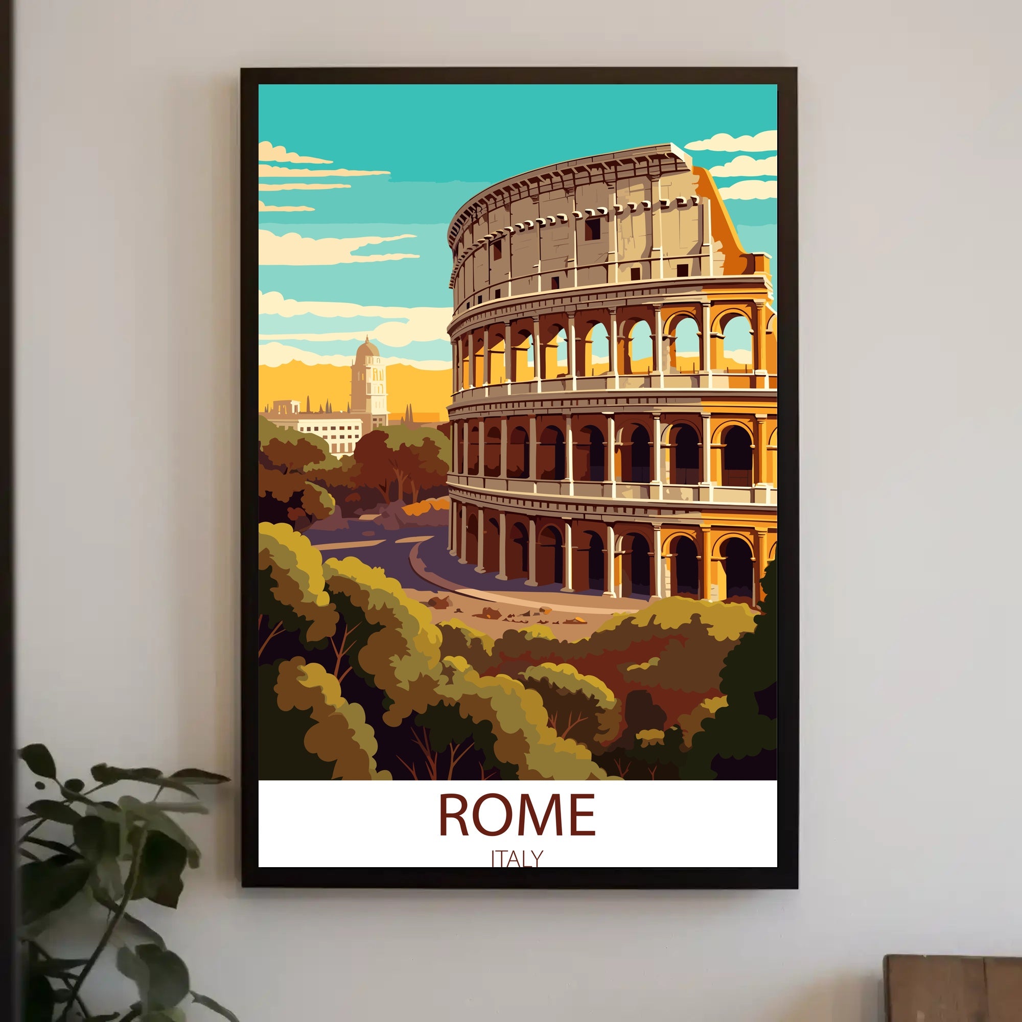 Colosseum by Day: Modern Rome Travel Poster