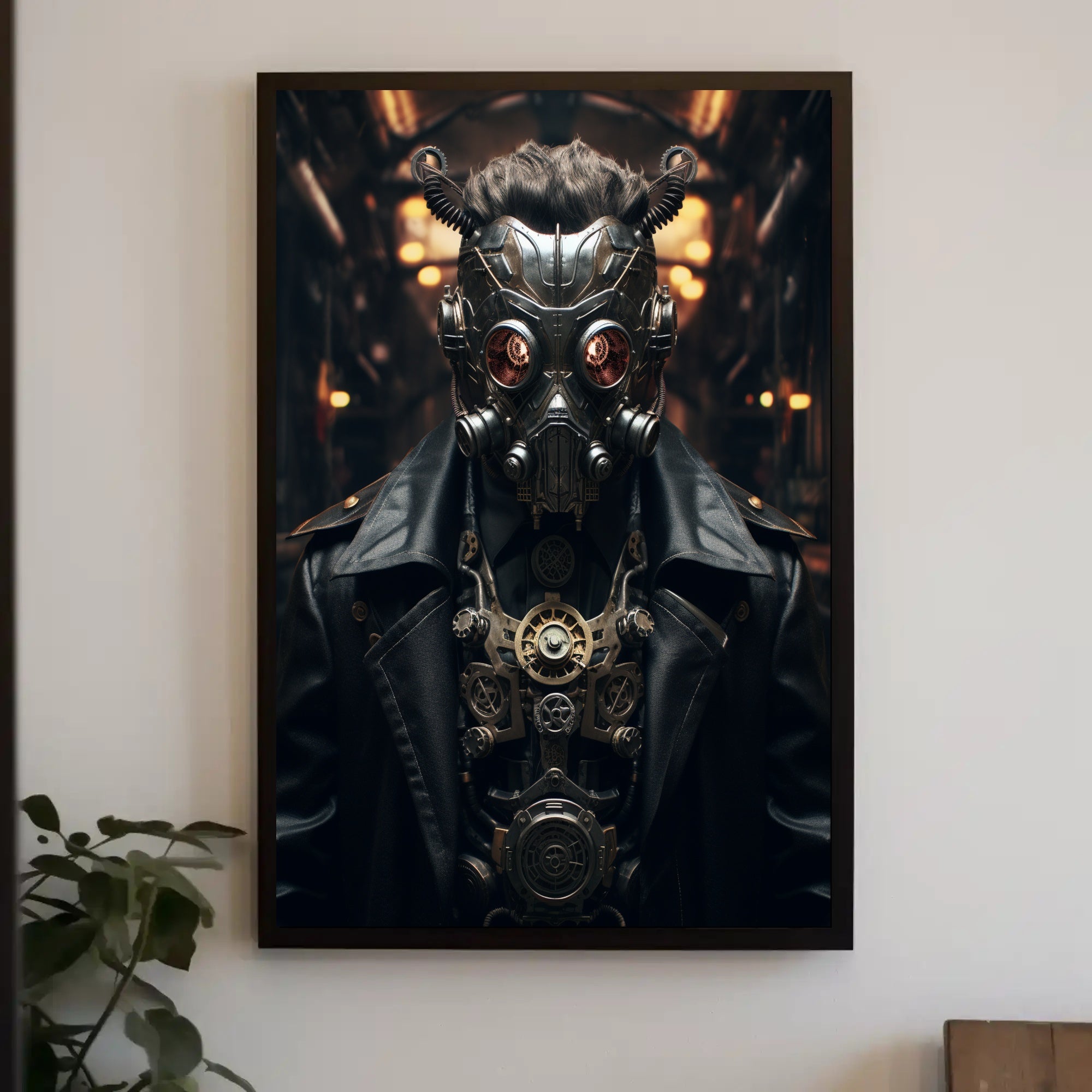 Steampunk Cyborg in Dystopian World Futuristic Sci-Fi Poster